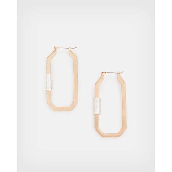 Allsaints Australia Womens Hex Carabiner Hoop Earring Brass/Silver AU12-823